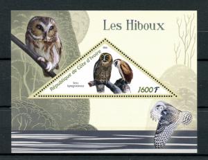 Ivory Coast 2016 MNH Owls 1v S/S Brown Wood Owl Birds Stamps