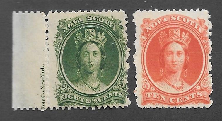 Canada-Nova Scotia Scott #11, 12  Mint NH  Scott CV $40.00