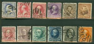 US #219-29 1¢-90¢ Complete set, used, F/VF, Scott $257.45