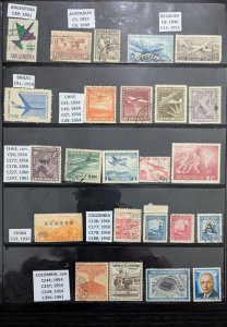 Lot of 123 Unique Worldwide Air Mail Stamps. Both used and unused.