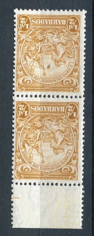 BARBADOS; 1938 early GVI pictorial issue fine MINT MNH 1/2d. STRIP