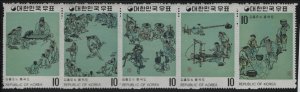 Korea South 1971 MNH Sc #794b 10w Paintings by Kim Hong-do (Yi Dynasty) Strip...