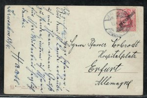 Jerusalem 1909 - Germany Levant postcard send to Erfurt 10Centimes red