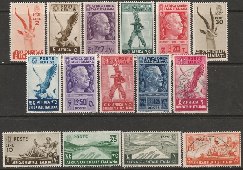 Italian East Africa 1938 Sc 1-15 partial set MLH/used