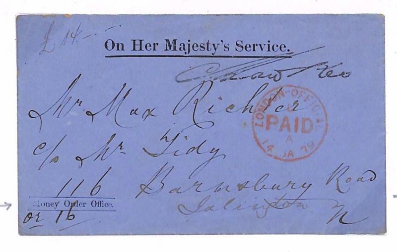 A196 1879 Great Britain GB GPO-Stationery *Money Order Office* Official Cover