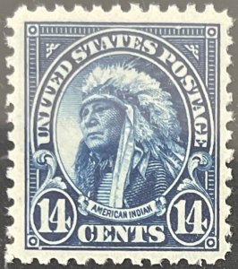 Scott #565 1923 14¢ American Indian flat plate perf. 11 MNH OG VF