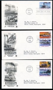 US 3091-3095 Riverboats set of 3 Artcraft / PCS cachet FDC