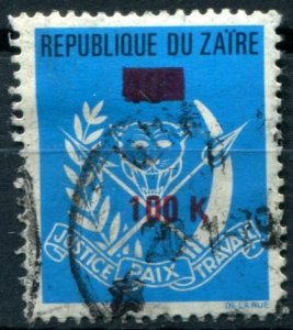 Zaire Sc#860 Used, 100k on 40s brt bl & multi, 1977 Provisionals (1977)