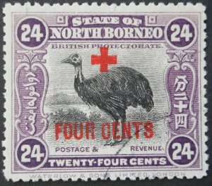 North Borneo 1918 Four Cents on Twenty Four Cents SG 245 used