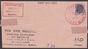 BURMA JAPAN OCCUPATION WW2 - old forged stamp on faked cover................F453