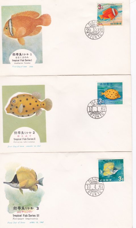 Ryukyu # 151-155, Tropical Fish Series, First Day Covers,