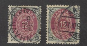 Denmark SC#46 & 46b Used F-VF SCV$10.00...nice bargain!!