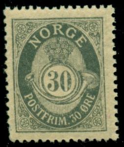 NORWAY #55 (81) 30ore slate gray, og, NH very slightly toned, VF, Facit $375.00