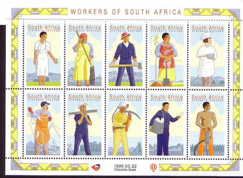 South Africa Workers Day Sheetlet of 10v SG#1121-1130