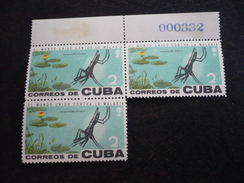 Stamps - Cuba - Scott# 757-759 - Mint Hinged Set of 3 Stamps in Blocks of 3