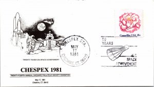 TWENTY YEARS OF USA SPACE ACHIVEMENT CACHET EVENT COVER CHESPEX 1981 - TYPE A