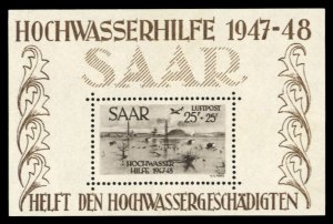 Saar #CB1a Cat$800, 1948 Flood Relief souvenir sheet, never hinged,