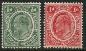 NYASALAND Sc#2-3 SG#73-74 1908 ½p & 1p OG Mint Lightly Hinged