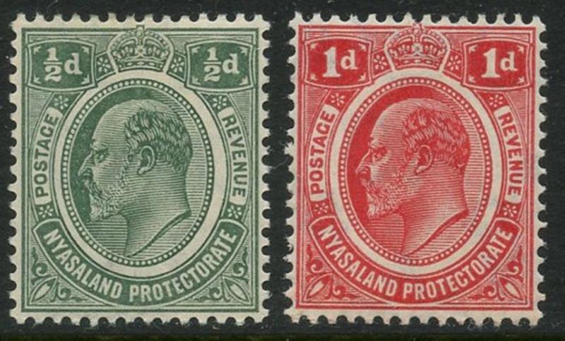 NYASALAND Sc#2-3 SG#73-74 1908 ½p & 1p OG Mint Lightly Hinged