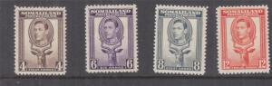 SOMALILAND PROTECTORATE, 1938 KGVI 4a., 6a., 8a. & 12a., lhm.