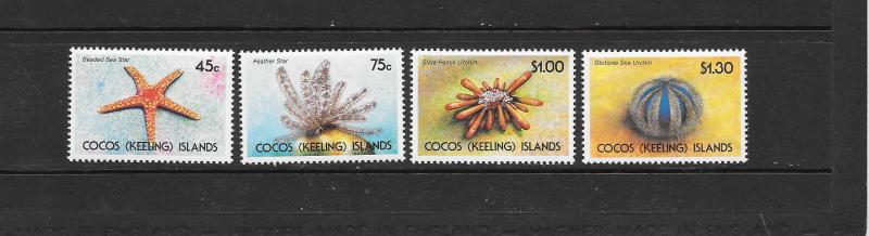 SEA STAR, SEA URCHINS - COCOS ISLANDS #237-240