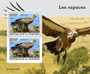 Burundi - 2022 Birds of Prey, Tawny Eagle - 2 Stamp Souvenir Sheet - BUR2201084b