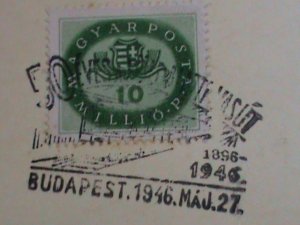 ​HUNGARY-1946- 76 YEARS OLD- STAMP PROOF CARD WITH STAMP-VF-HARD TO FIND