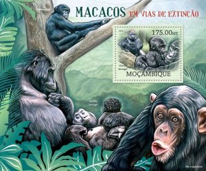 MOZAMBIQUE - 2012 - Endangered Monkeys - Perf Souv Sheet - Mint Never Hinged