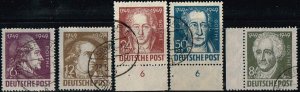 DDR 1949,Sc.#10NB6-10 used Goethe 200th Anniversary of Birth. cv.€18