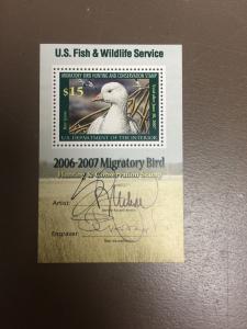 US #RW73b $15.00 Ross' Goose Mini Sheet Two SIGNATURES Mint Never Hinged