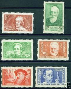 FRANCE Scott B48-53 MH* Intellectual stamp set CV $53