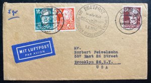 1950 Leipzig East Germany DDR Airmail  Cover To Brooklyn NY USA