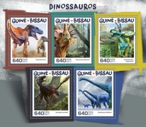 Guinea-Bissau - 2017 Dinosaurs on Stamps - 4 Stamp Sheet - GB17901a