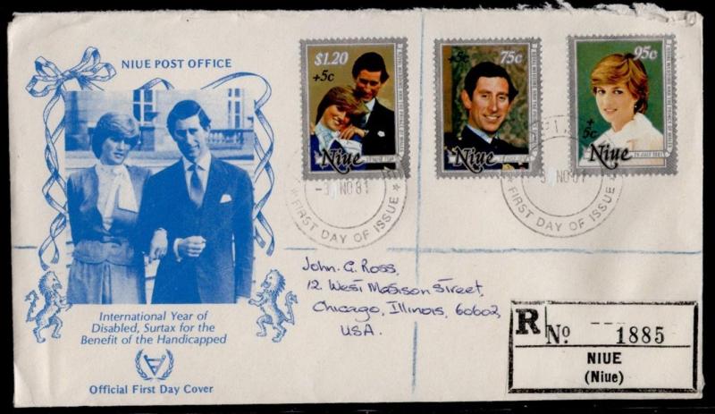 Niue B52-4 Registered FDC Prince Charles, Princess Diana Wedding