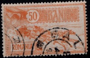 Romania Scott 165 Used 50b From 1903 Mail Coach set toned paper