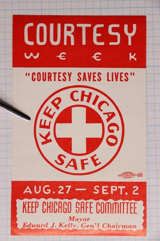 Courtesy Week Keep Chicago Safe save life red cross Union Printer Label 66 seal