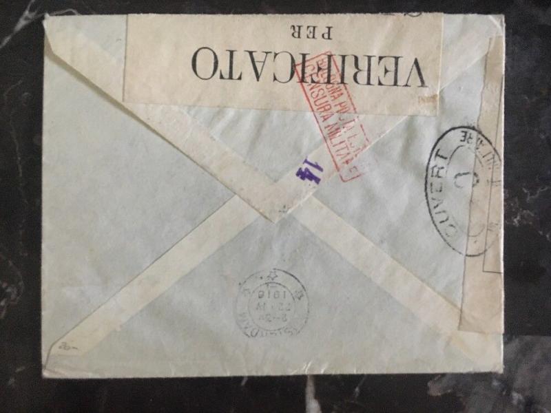 1916 Salonika Greece Dual Censored WWI Cover to Amsterdam Holland