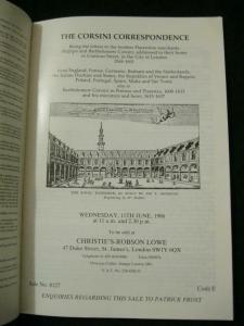 CHRISTIE'S AUCTION CATALOGUE 1986 THE CORSINI CORRESPONDENCE