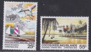 Cocos Islands # 51-52, Sailboats - Yachts, NH, 1/2 Cat.