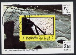 Manama 1970 Space Flight imperf m/sheet showing Apollo 11...