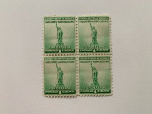 Scott 899 - Block Of 4 - Defense, Statue Of Liberty - MNH - 1940