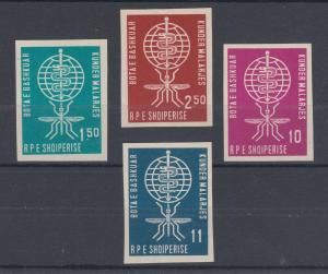 Albania Sc 609-612 MLH. 1962 Malaria Eradication, imperf, cplt set. Mosquitos