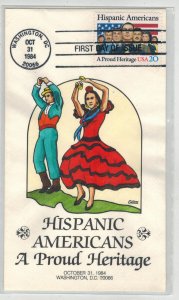 1984 COLLINS HANDPAINTED FDC TRIBUTE TO HISPANIC AMERICANS A PROUD HERITAGE
