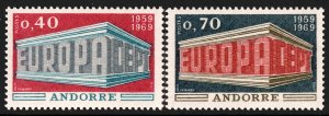 Andorra (French) #188-189  MNH - Europa (1969)