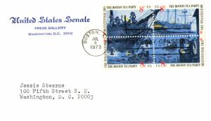 #1483a Boston Tea Party Block 4 - UNITED STATES SENATE PRESS GALLERY STATIONERY