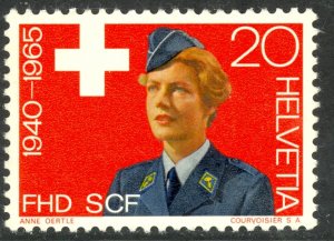 SWITZERLAND 1965 20c Women's Army Auxiliary Issue Sc 464 MNH