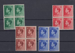 GB KEVIII 1936 Complete Set In Block Of 4 SG457/460 MNH BP9926