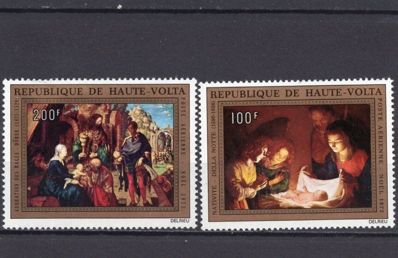 UPPER VOLTA 1972 CHRISTMAS PAINTINGS SET OF 2 STAMPS MNH