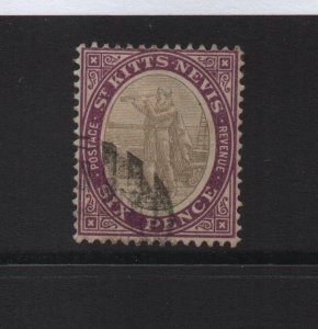 St Kitts & Nevis 1903 SG6 6d  CA watermark - used