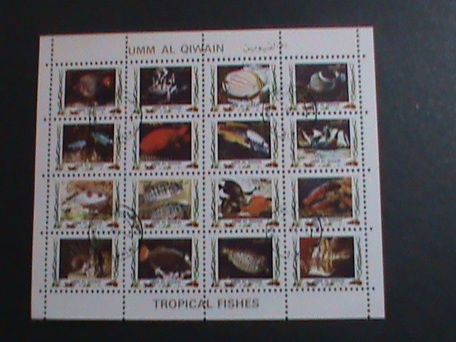 ​UMM AL QIWAIN 1973- TROPICAL FISH-UNDER WATER WORLD-CTO MINI SHEET VERY FINE